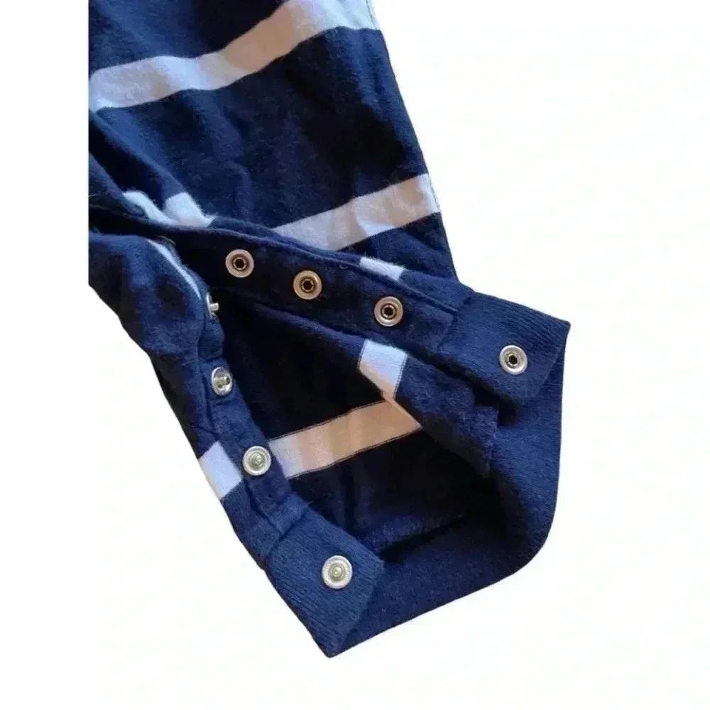 Ralph Lauren Navy/ White Stripes Baby Rugby Coverall SZ 3 mo